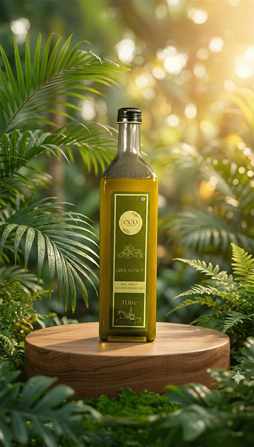 Ground Nut Oil - 100% Natural Bull Driven, Wood Pressed Process | వేరుశనగ(పల్లి) నూనె - 100% స్వచ్ఛమైన ఎద్దుల గానుగ నూనె