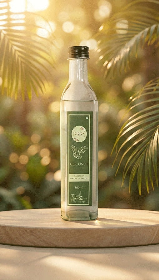 Coconut Oil - 100% Natural Bull Driven Wood Pressed Process | కొబ్బరి నూనె - 100% స్వచ్ఛమైన ఎద్దుల గానుగ నూనె