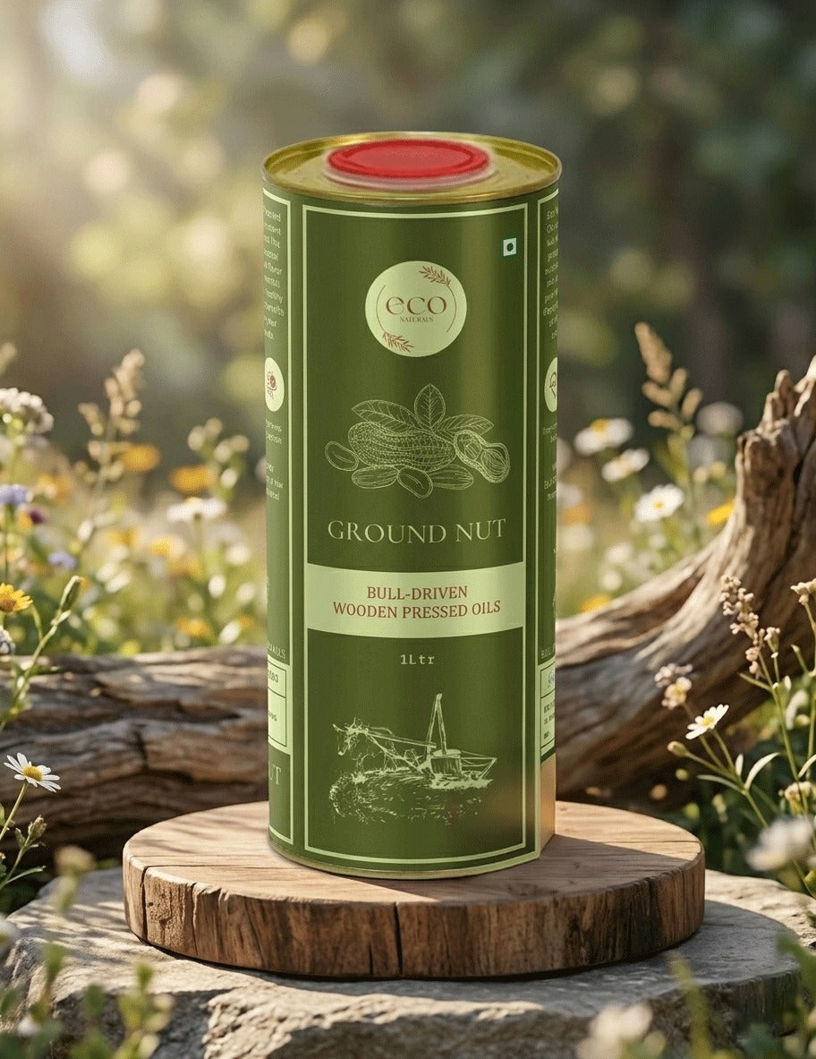 Ground Nut Oil - 100% Natural Bull Driven, Wood Pressed Process | వేరుశనగ(పల్లి) నూనె - 100% స్వచ్ఛమైన ఎద్దుల గానుగ నూనె
