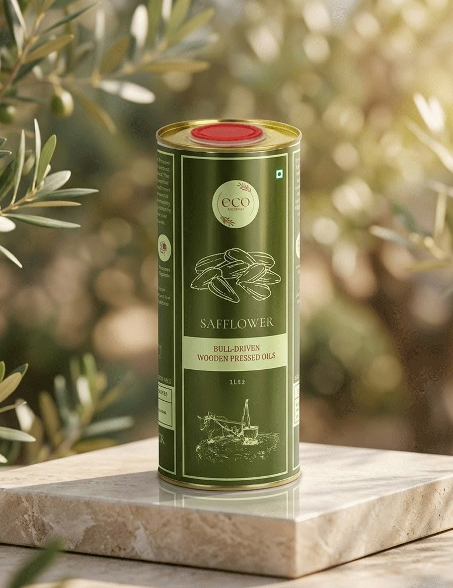 Saflower Oil - 100% Natural Bull Driven Wood Pressed Process | కుసుమ నూనె - 100% స్వచ్ఛమైన ఎద్దుల గానుగ నూనె